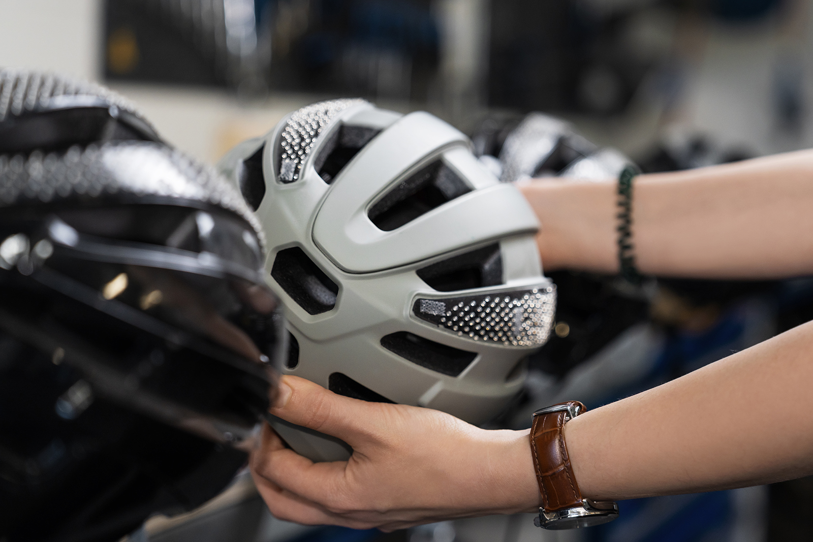 Helmet with RLS rotational impact protection technology.