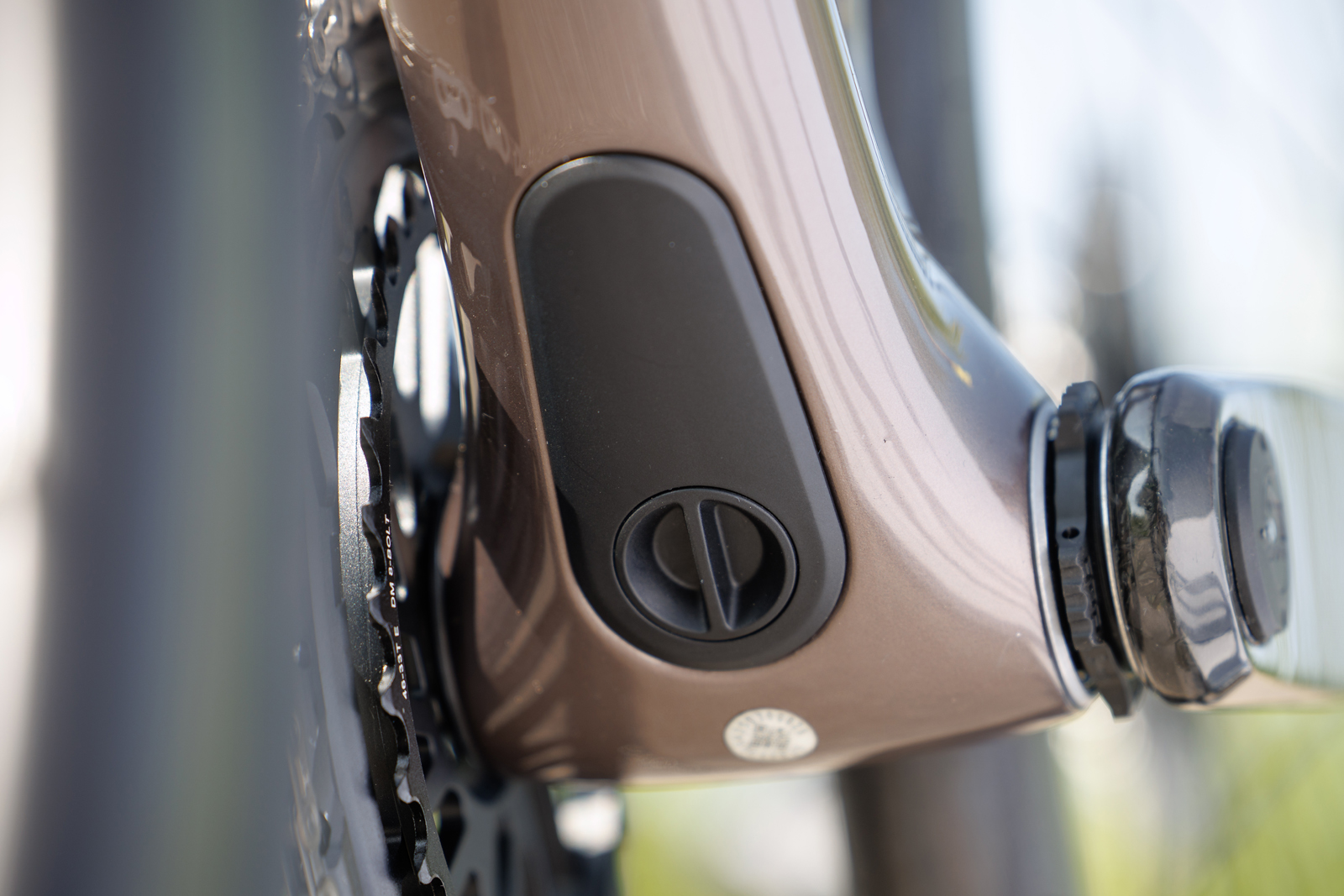 Scott Addict downtube storage hatch.