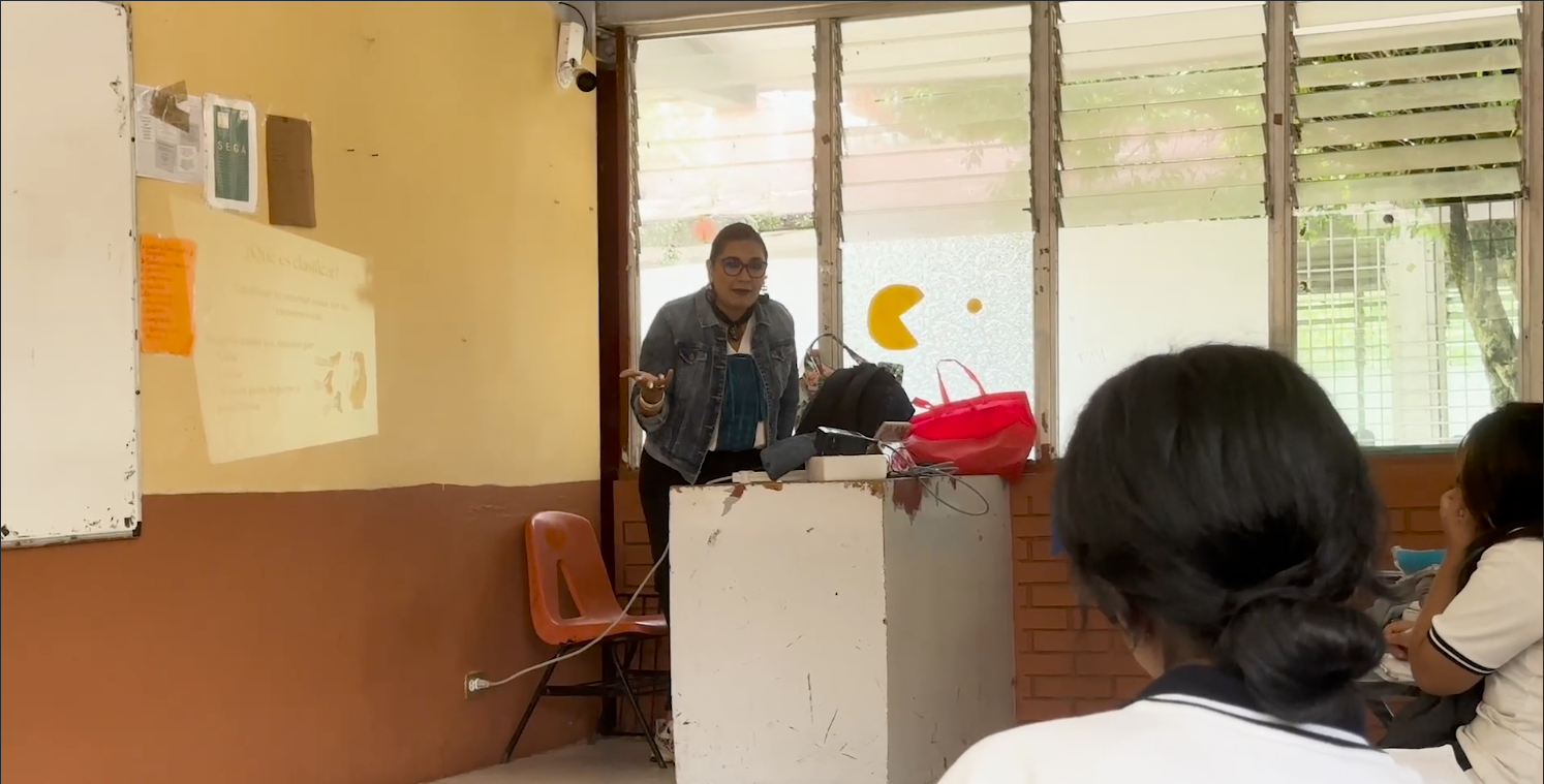 Teacher at the front of the classroom