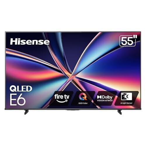 Hisense 55" E6 Cinema Series QLED 4K UHD Smart Fire TV (55E6QF, 2025 Model) - QLED, AI Light Sensor, Dolby Vision · Atmos, Voice Remote with Alexa, Motion Rate 120, HDR 10+ Adaptive, Game Mode Plus