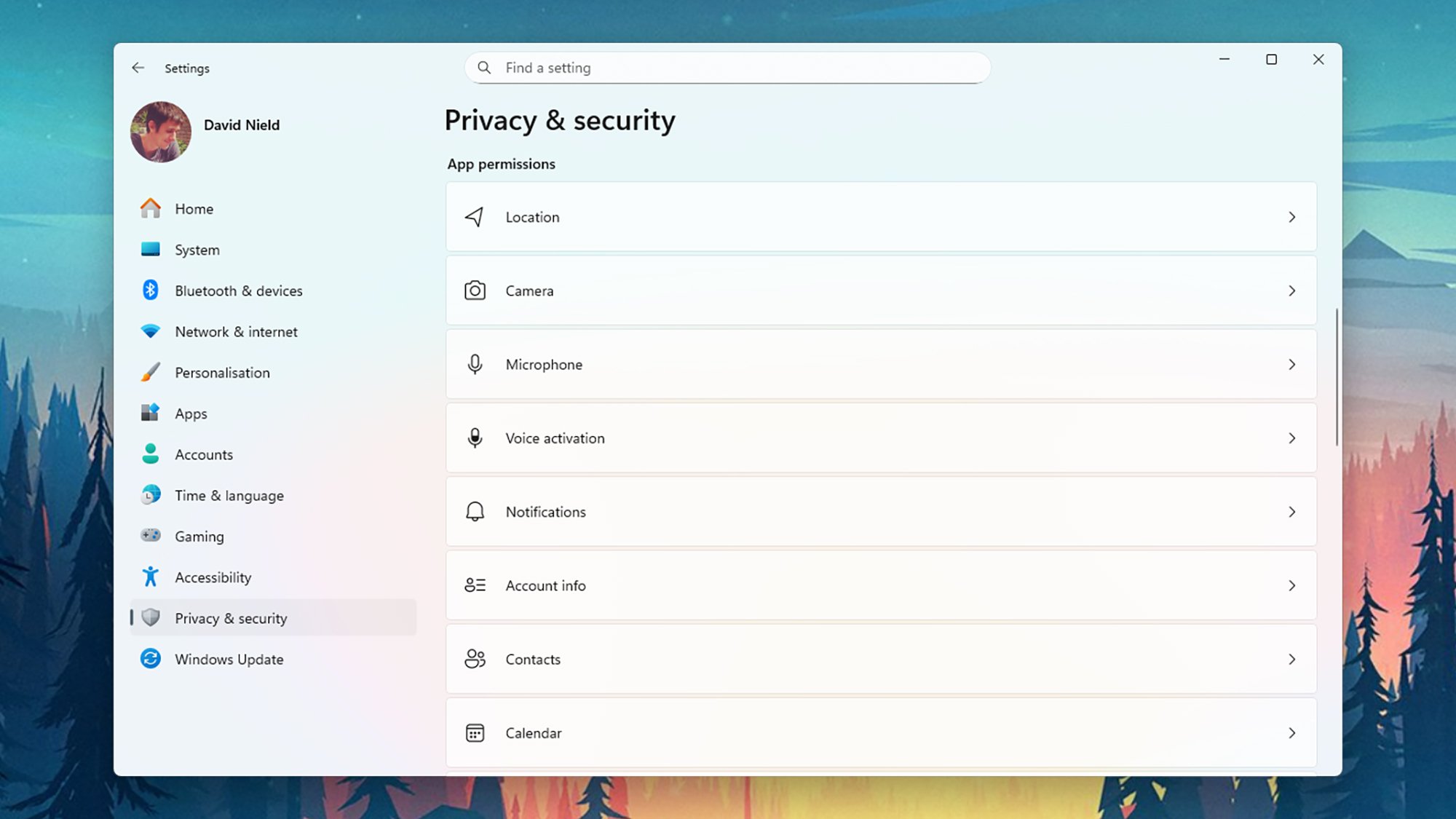 Windows app permissions