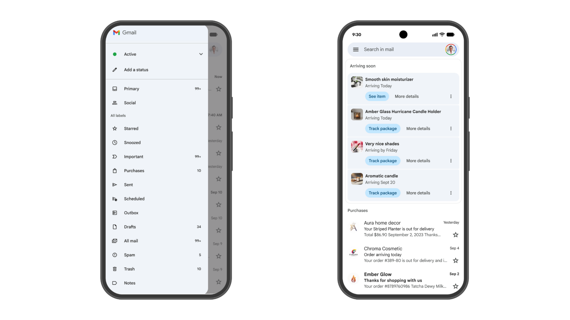 Purchases tab in Gmail