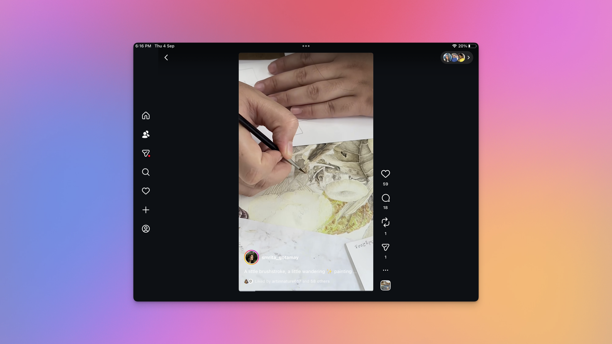 An Instagram Reel on its iPad app.