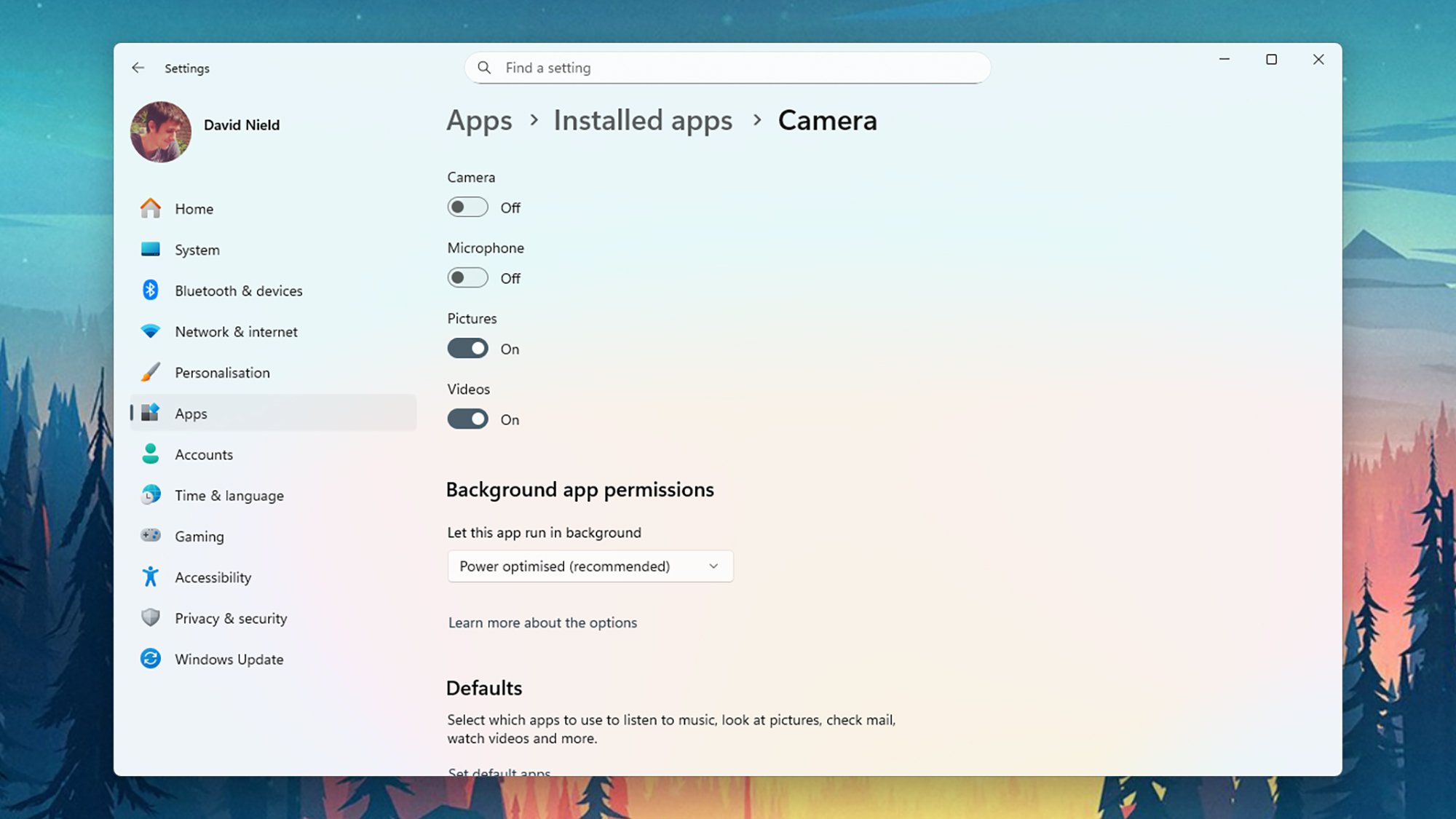 Windows app permissions