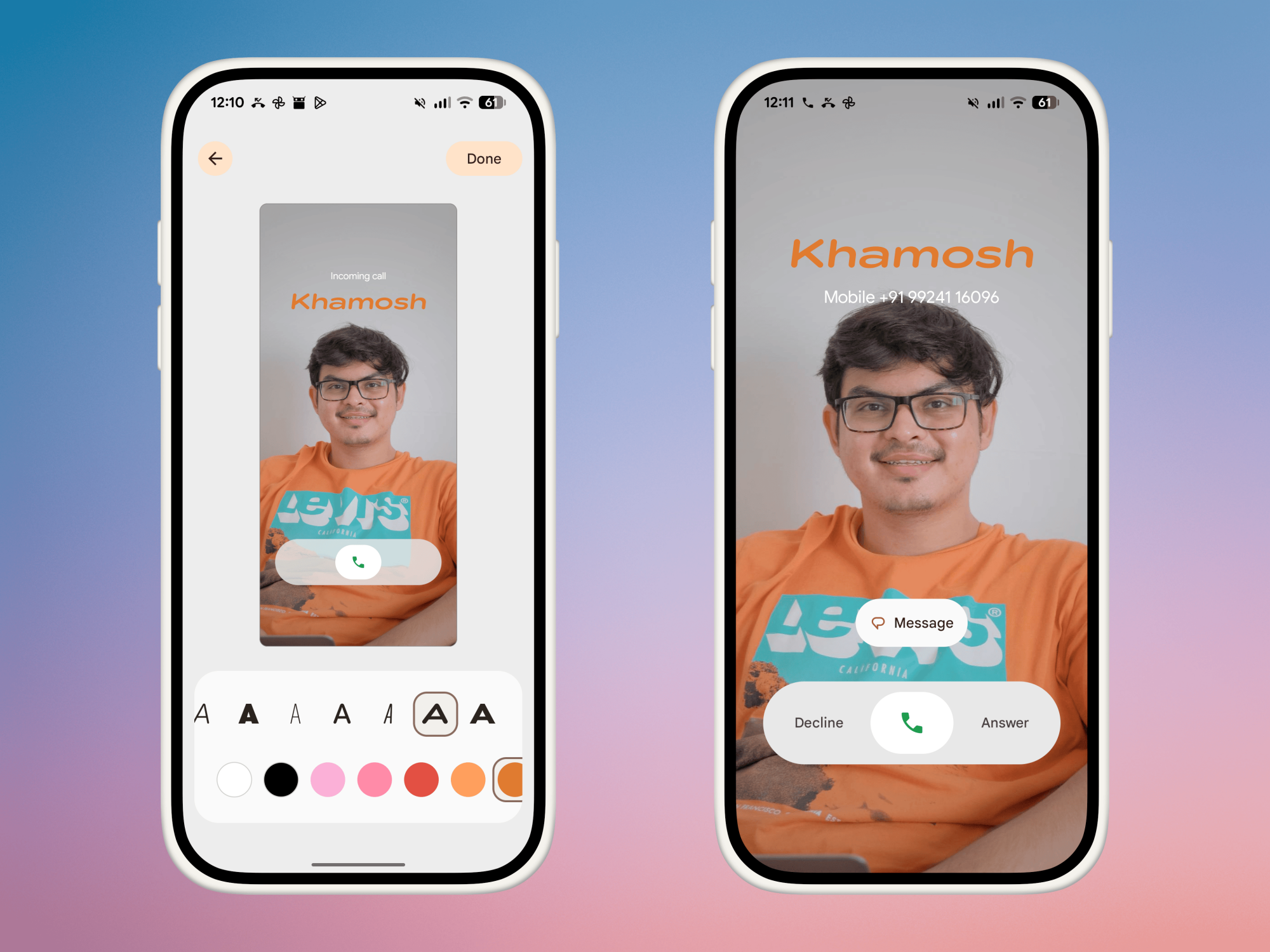 Customizing Calling Card