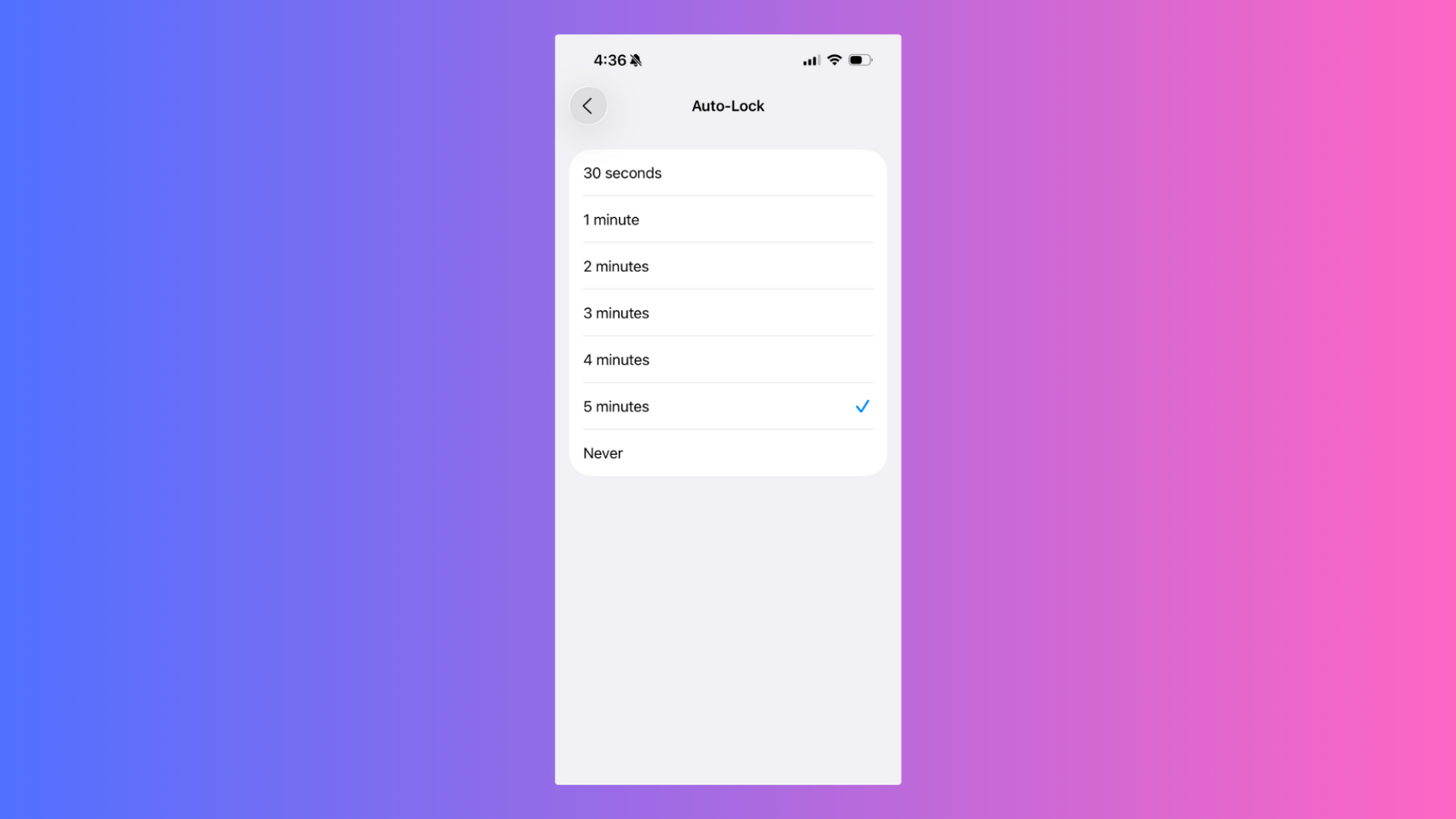 Auto-Lock menu iOS 26