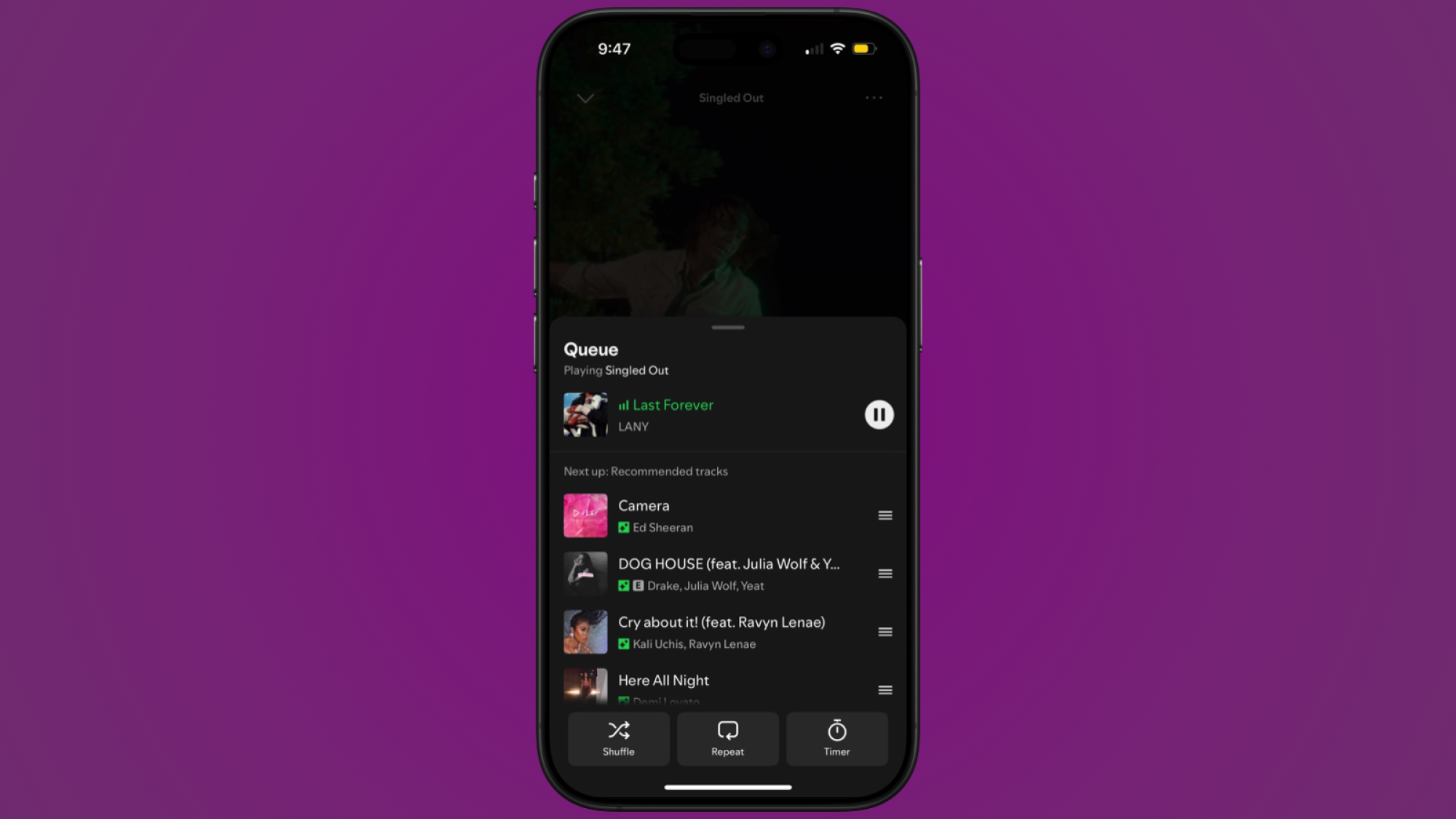 New playback controls in Spotify.