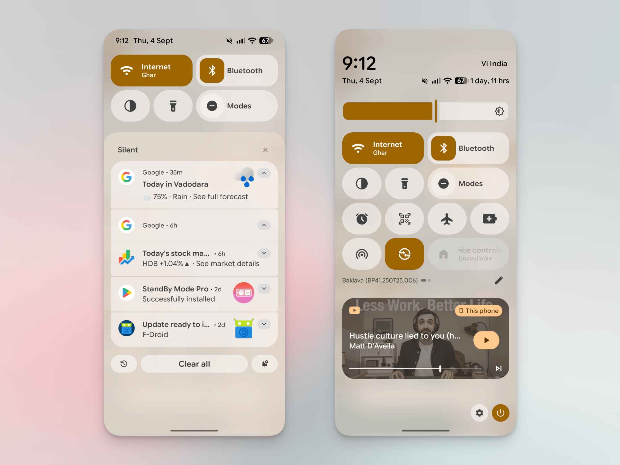 Quick Settings Panel on Pixel expanded.