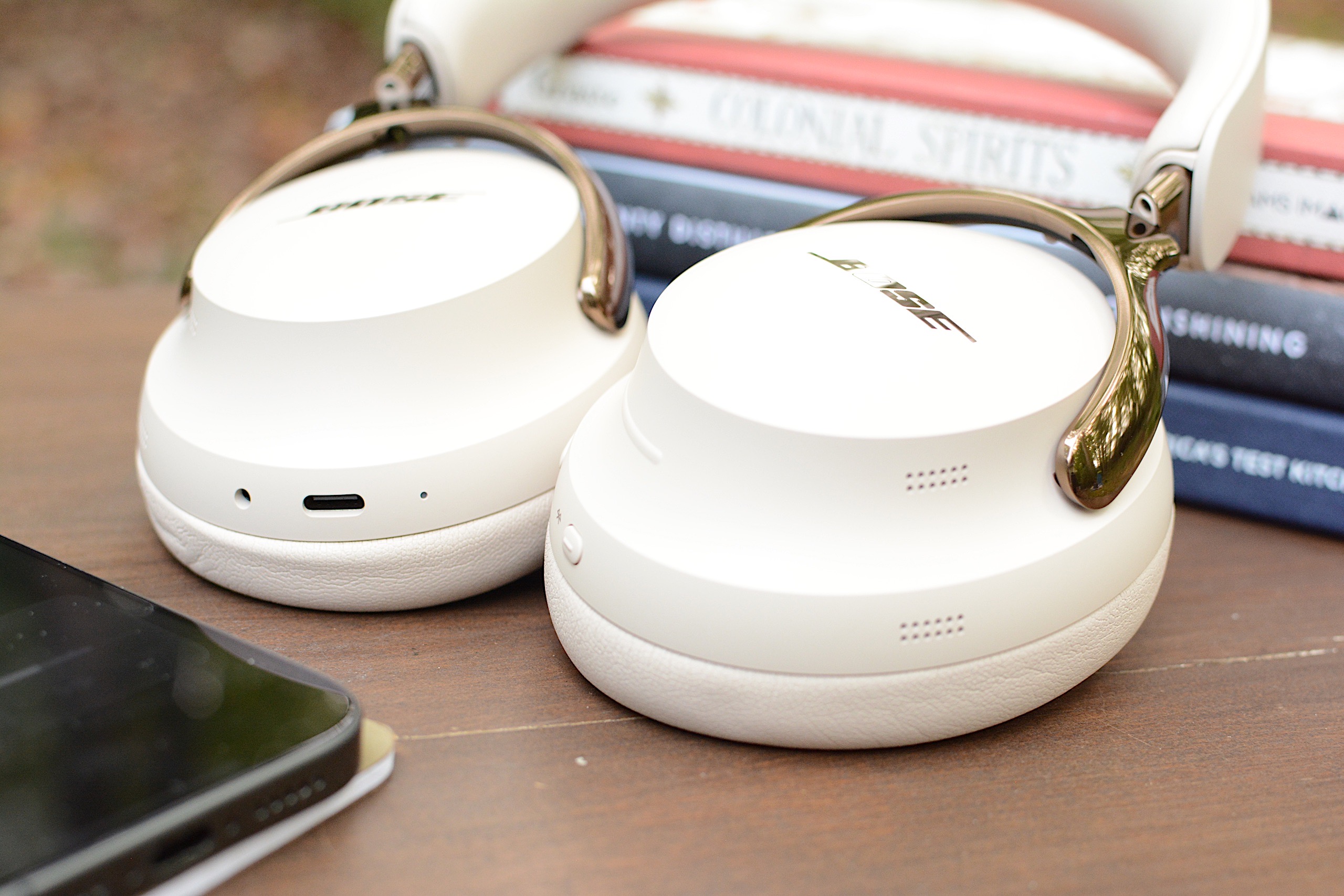These headphones rotate flat and fold in for compact transport. 