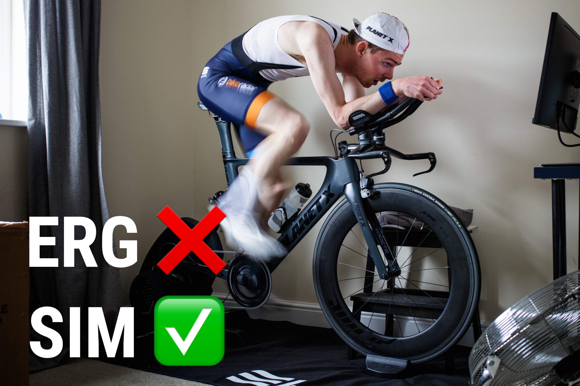 ERG Mode is overrated_01 Simon von Bromley riding a time trial bike on a smart trainer