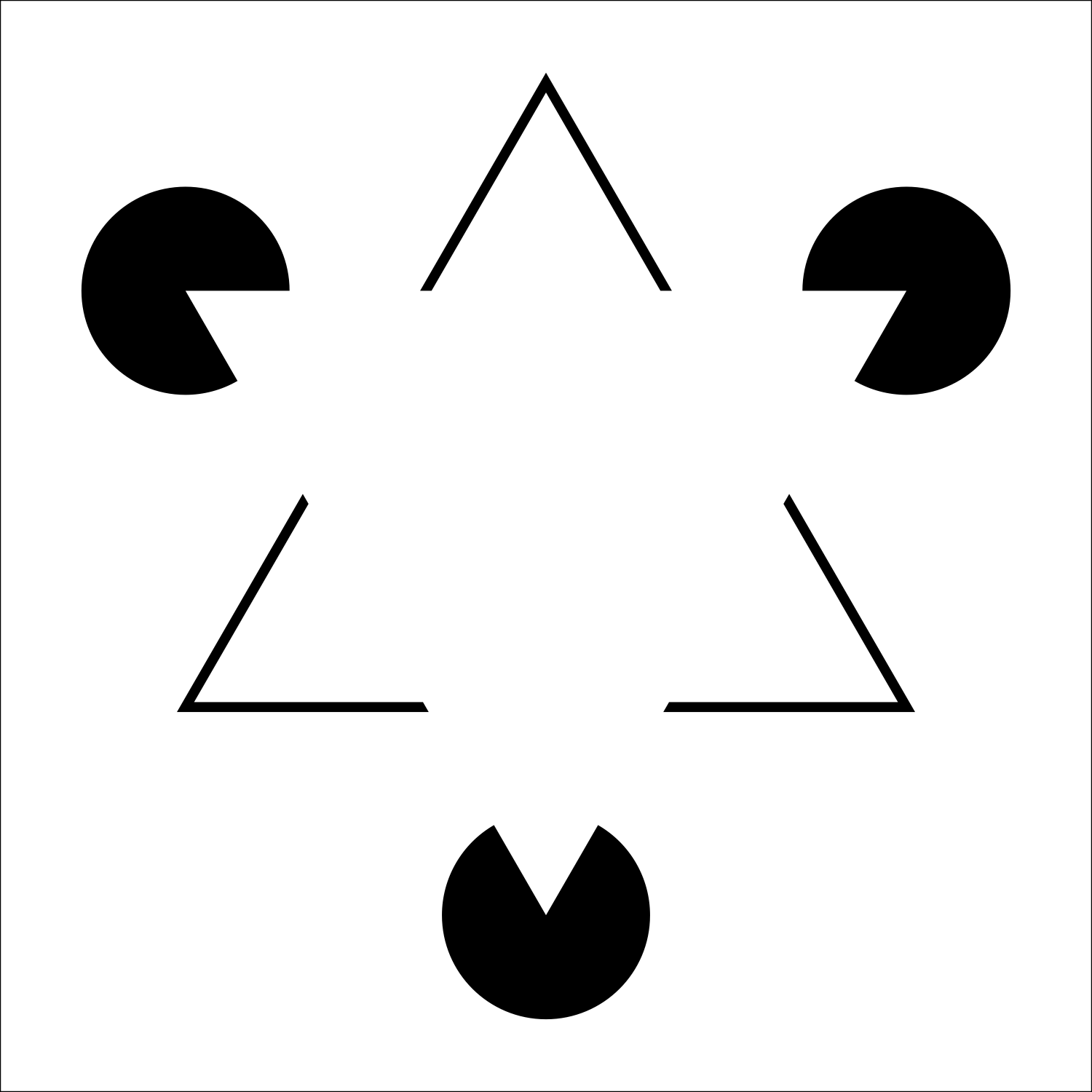 Image of a set of lines and partial circles that creates the illusion of a triangle in the middle.