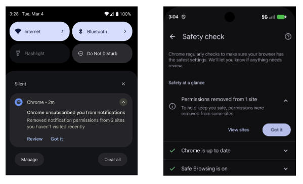 Chrome revoking notifications