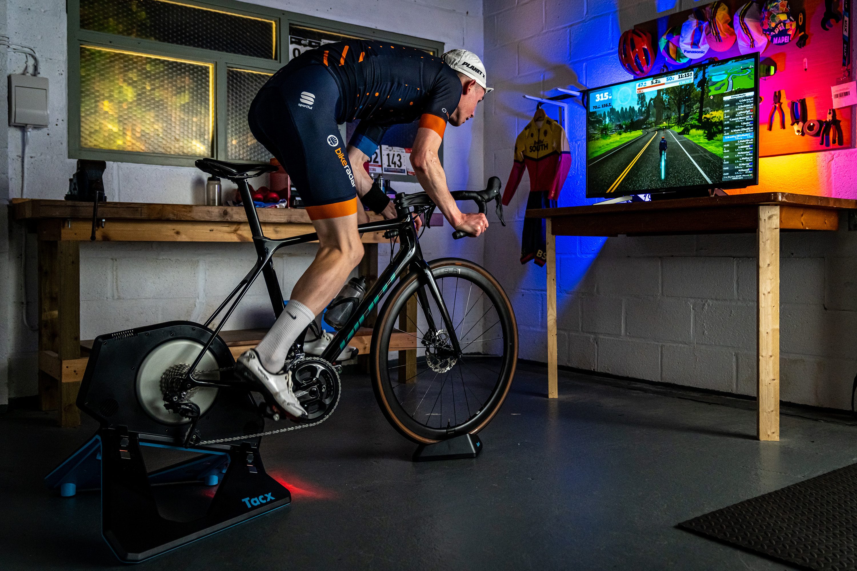 Simon von Bromley of BikeRadar using a smart trainer on Zwift Simon von Bromley of BikeRadar using a smart trainer on Zwift