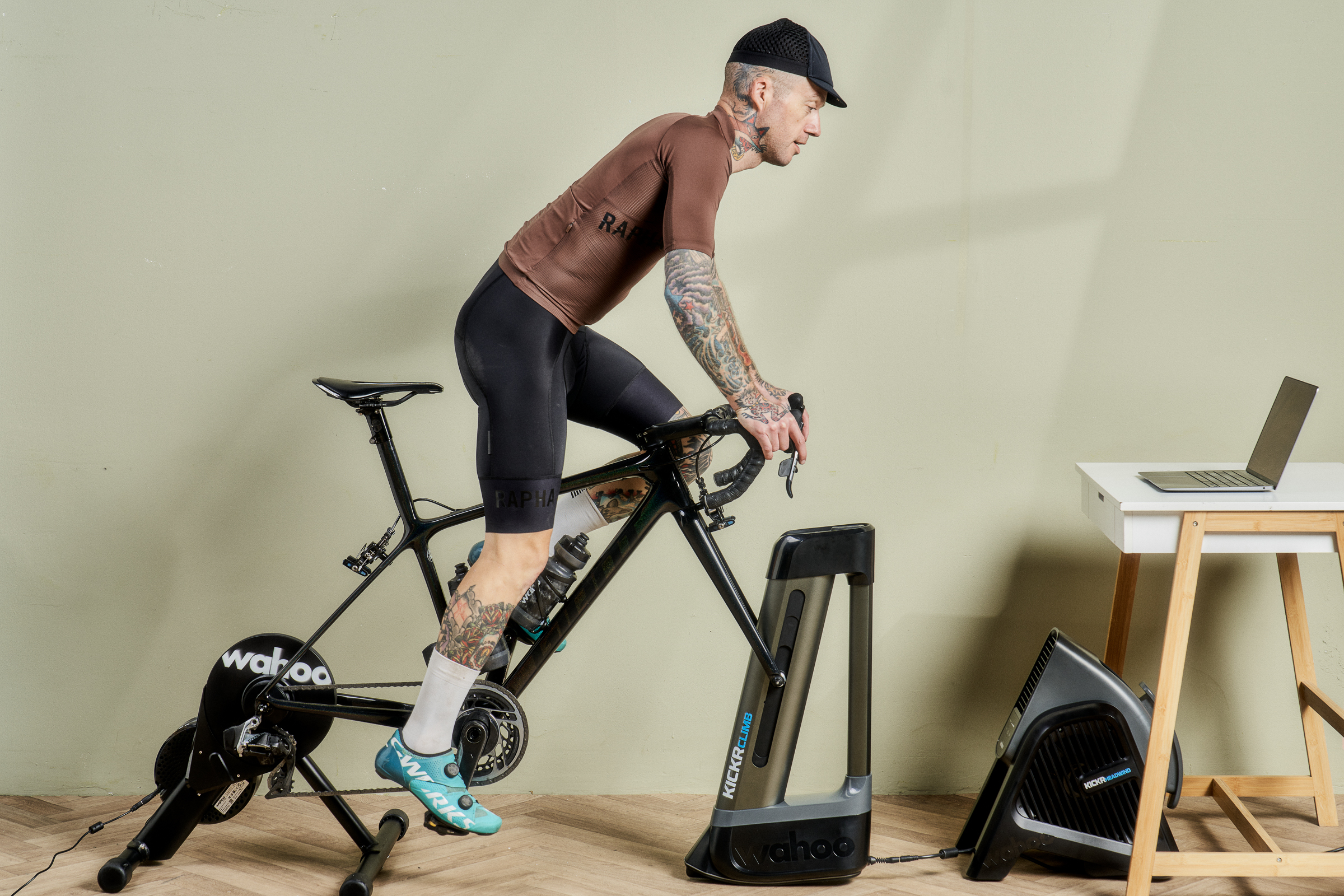 Rider on indoor trainer