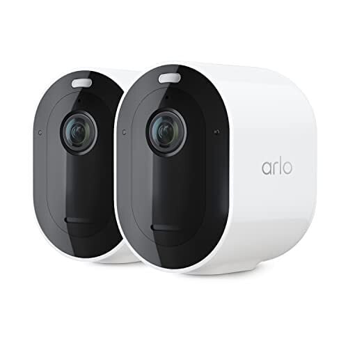 Arlo Pro 5S 2K Spotlight Camera - 2 Pack - Security Cameras Wireless Outdoor, Dual Band Wi-Fi, Color Night Vision, 2-Way Audio, Home Security Cameras, Home Improvement, White – VMC4260P
