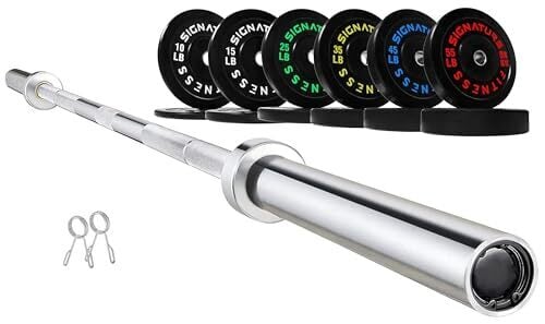 Fitvids Olympic 2" Bumper Plates Set Including 370LB Complete Weight Set (10Lb to 55LB) & 7FT Olympic Barbell Bar(415 Pounds Total), Multiple Packages