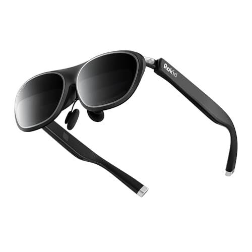 Rokid Max 2 AR Glasses Black, 215" Micro-OLED Display, 50° FOV, 600 Nits Brightness, Compatible with Smart Phone, Steam Deck, ROG, and More, Immersive Wearable Display for Gaming & Entertainment