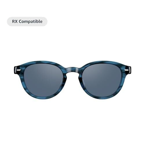 Amazon Echo Frames, an Alexa device (newest model), Smart glasses with Alexa, Round frames in Blue Tortoise with polarized sunglass lenses