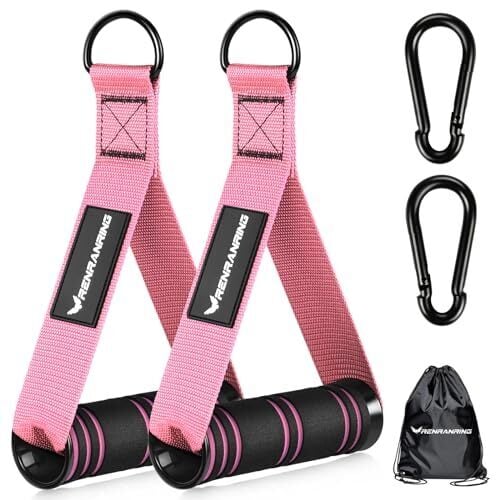 RENRANRING Gym Exercise Handles, Replacement Handle Attachments for Cable Machine Pulleys, Resistance Band and Strength Trainer, Pull Down Workout Accessories, Home Gym Add On Equipment