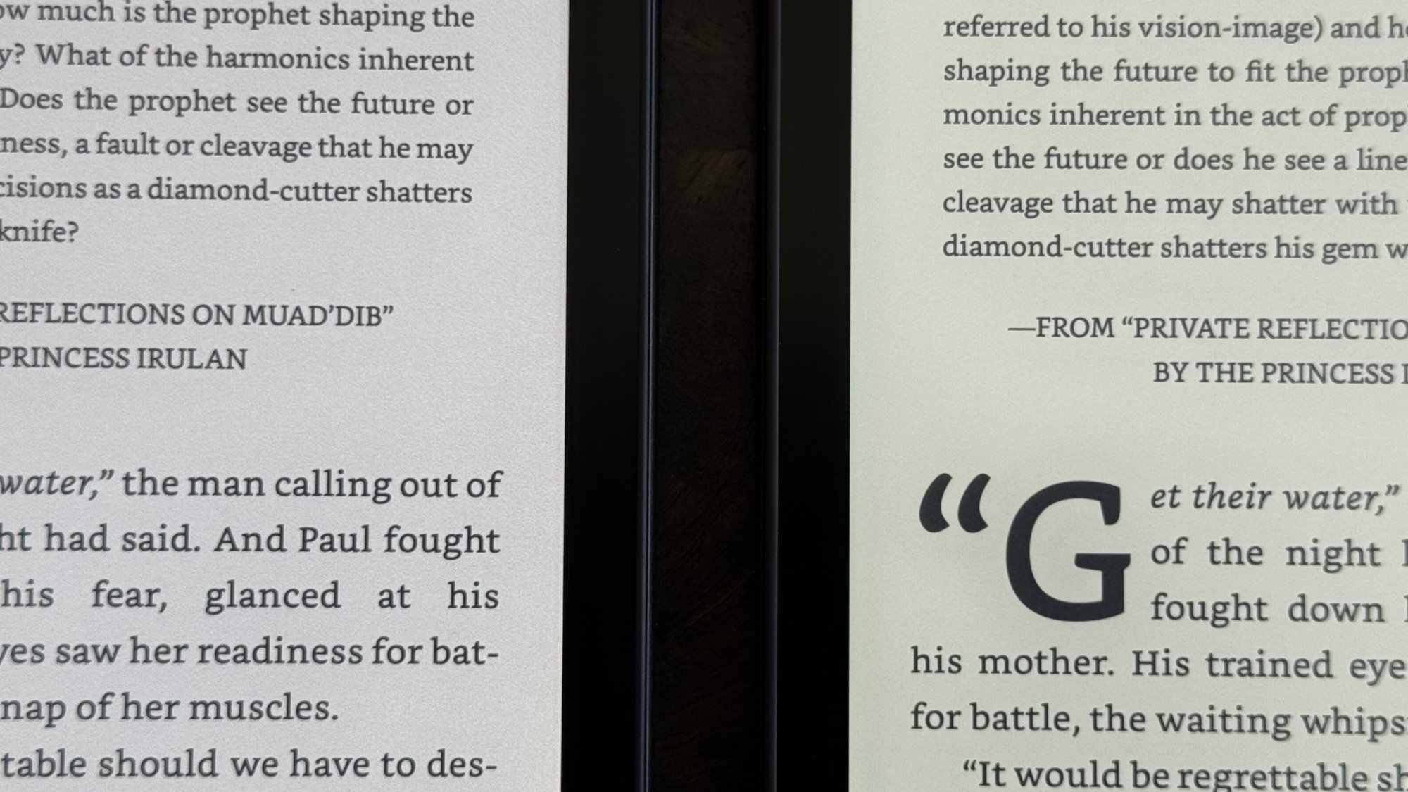 "Dune" on the Kindle Colorsoft (left) vs. Kindle Paperwhite (right)