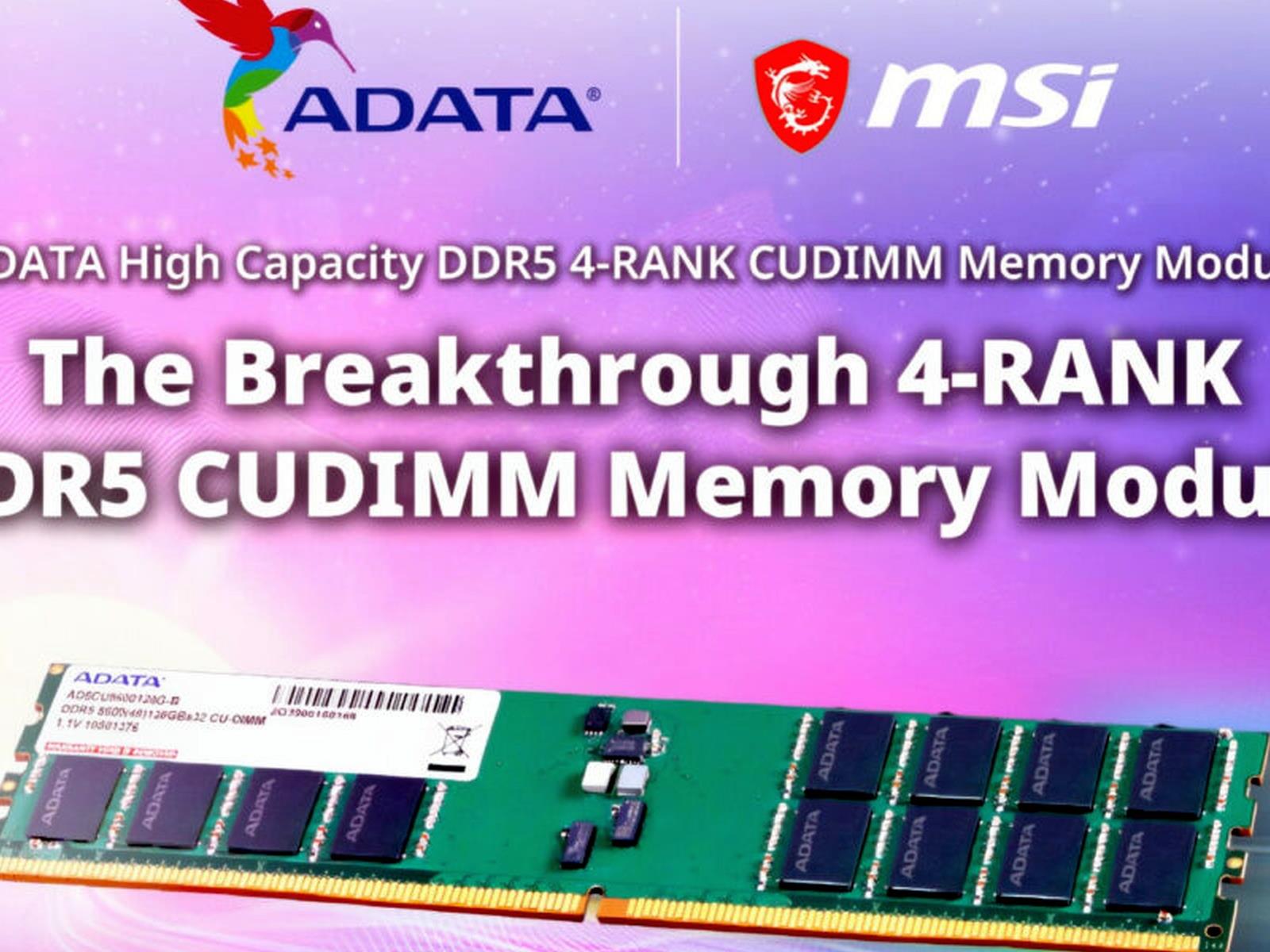 Adata & MSI Unveil 4-Rank DDR5 Modules For Massive Memory Capacities
