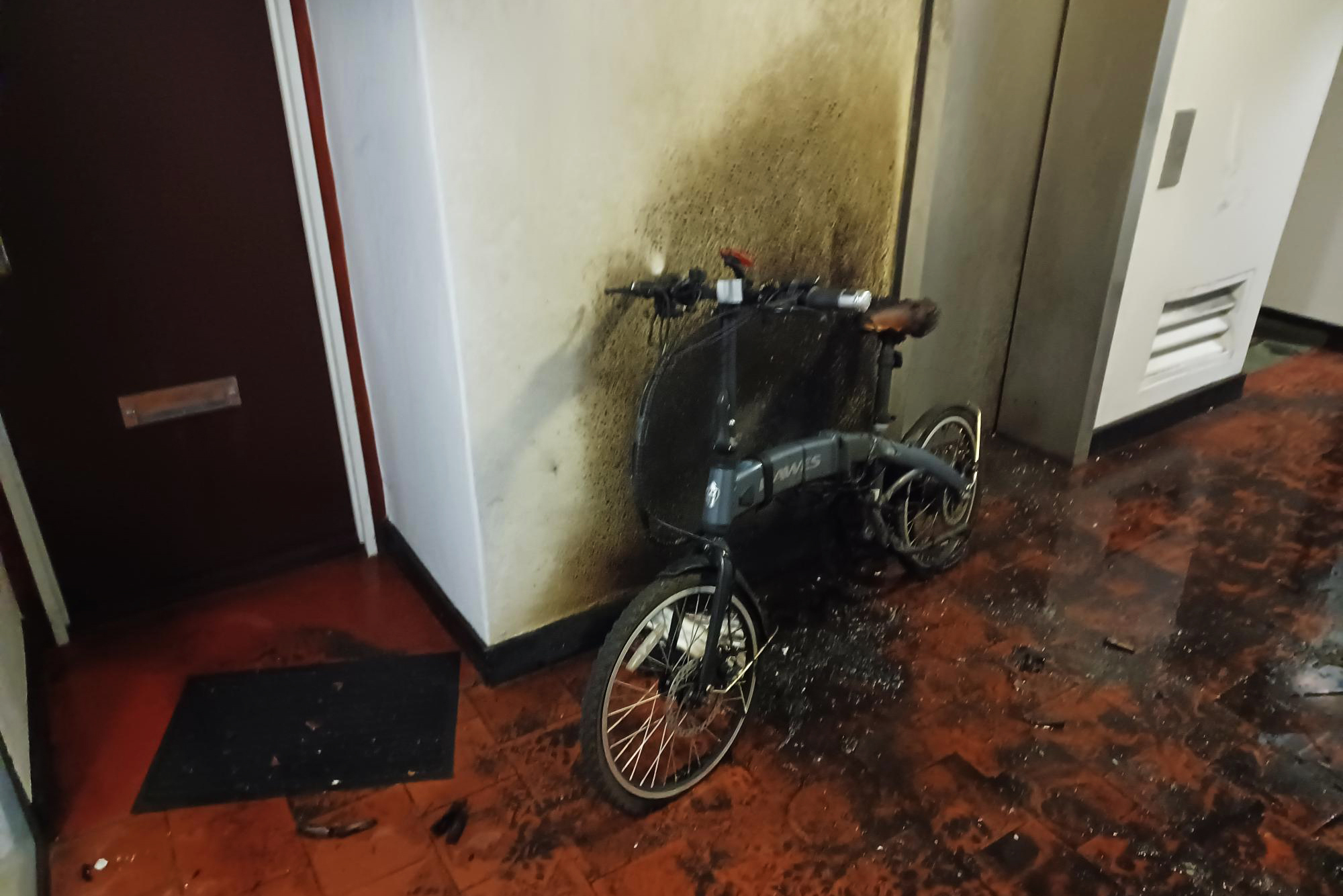 Ebike fire in flat.