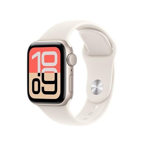 Apple Watch SE 3 40mm GPS Smartwatch (Starlight Aluminum Case, Starlight Sports Band)