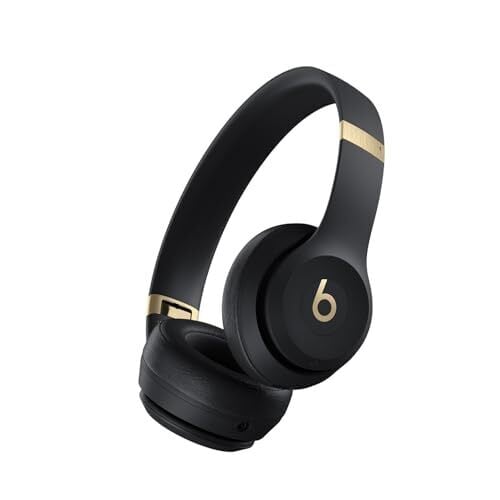 Beats Solo 4 - Wireless Bluetooth On-Ear Headphones, Apple & Android Compatible, Up to 50 Hours of Battery Life - Black & Gold