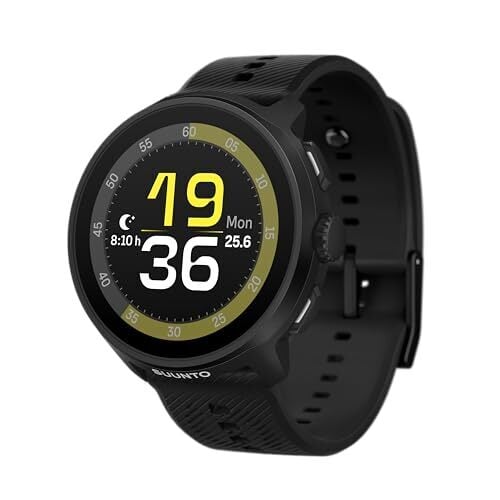 SUUNTO Run Running GPS Sports Watch with Silicone Strap, 1.32" AMOLED Touchscreen w/Crown Button, Wrist Heart-Rate & Sleep Health Tracking, Black