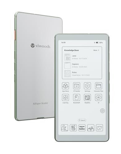 VIWOODS 6.13’’ Carta1300 AiPaper Reader with 4G Connectivity, Ultra-Thin & Light E Ink eReader Device, AI Integrated, 300PPI, Adjustable Front Light, 128GB Storage
