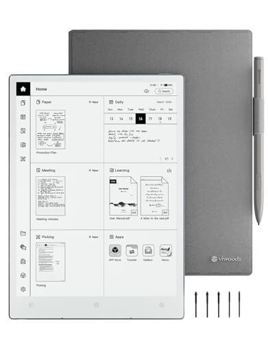 VIWOODS Upgraded Bundle with AiPaper, Stylus Pro and 5 Nibs, Carta 1300 AI E Ink Tablet, 10.65'' 300PPI Electronic Notebook with Pen, Ultra-Thin 4.5mm, Lightweight 370g, 128GB Note-Taking Device