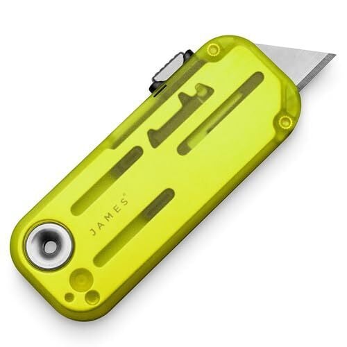 JAMES° The Palmer Clear Utility Knife, 100% Recycled PCTG Handles, Buttery Smooth Action, Refined Tool Free Blade Changes, Electric Green Grip