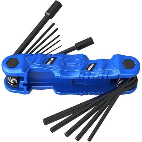 12-Piece Large Folding Hex Key Set Metric (1.5-12mm), Heavy Duty Allen Wrench Set, Portable Tool for Archery, Bike Repair, Furniture, and Basic Home Maintenance (Blue)