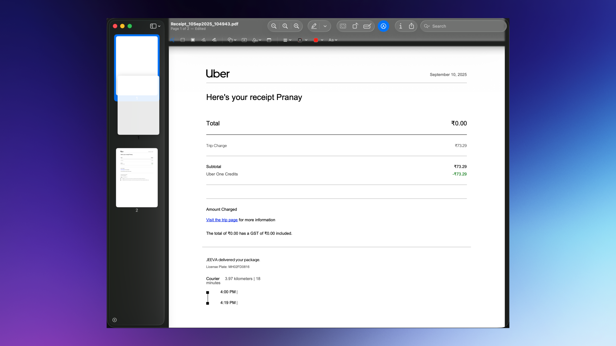 Reordering pages in a PDF file in Preview.
