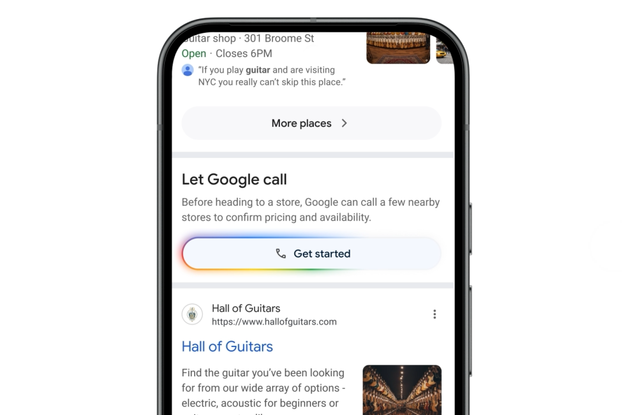 An example of the 'Let Google Call' button.