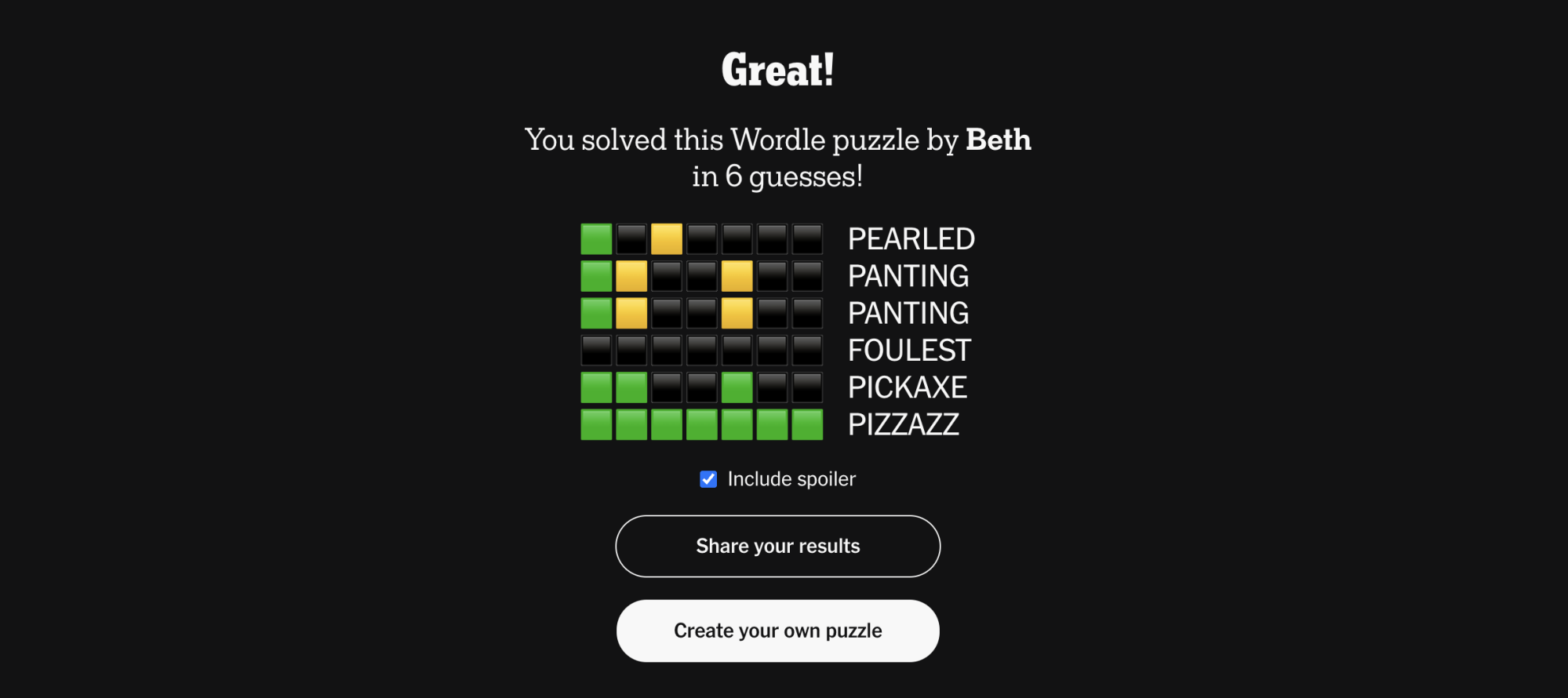 Solution for the word "pizzazz"