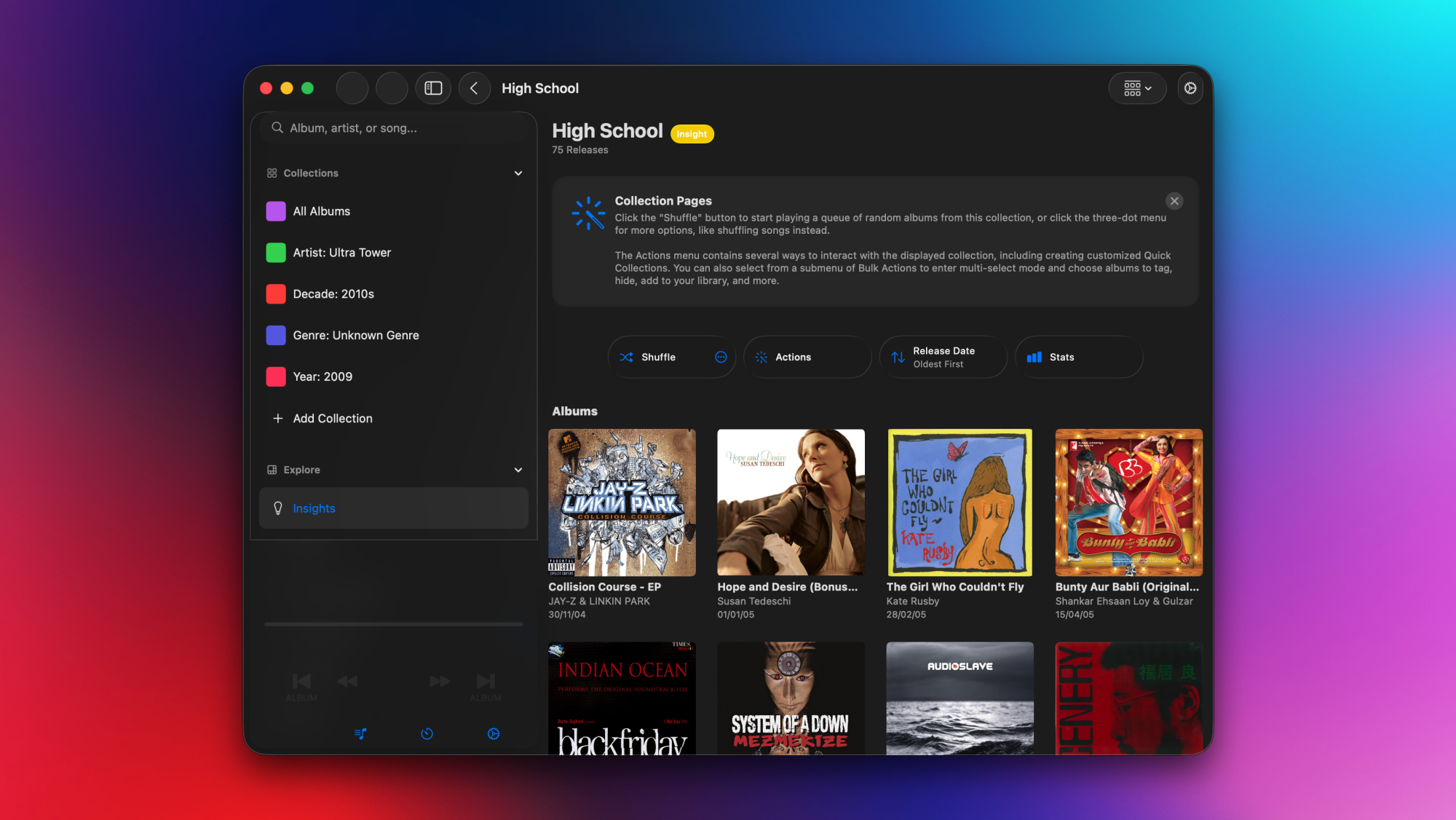 Albums for Mac, with the Insights tab open.
