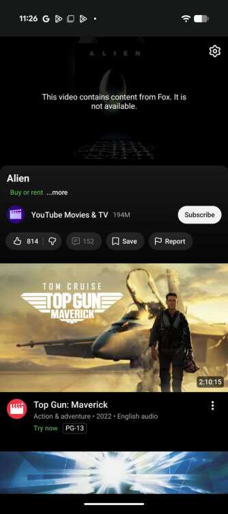 'Alien' on YouTube
