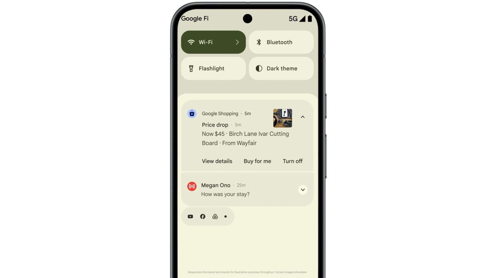 A demonstration of Google's "Buy for me" button attached to a notification
