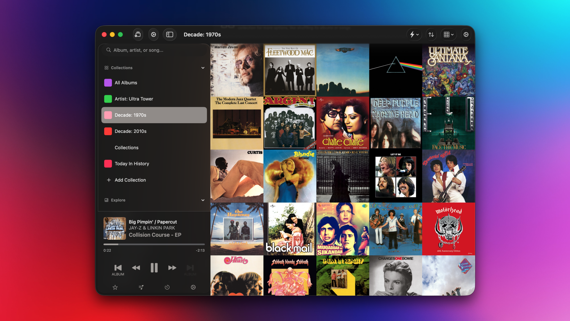 A cover art grid in Albums for Mac.