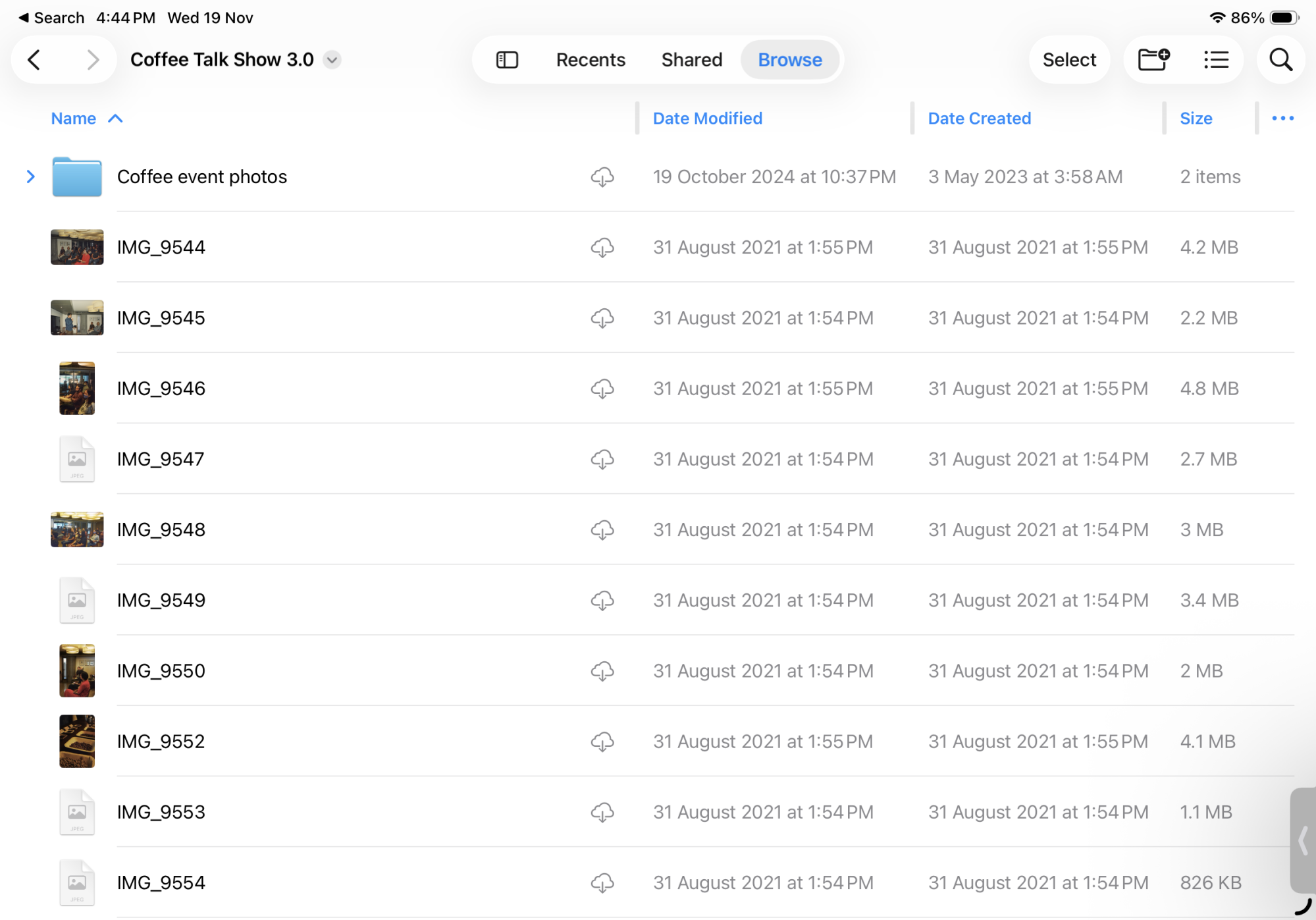New Columns view on the Files app.