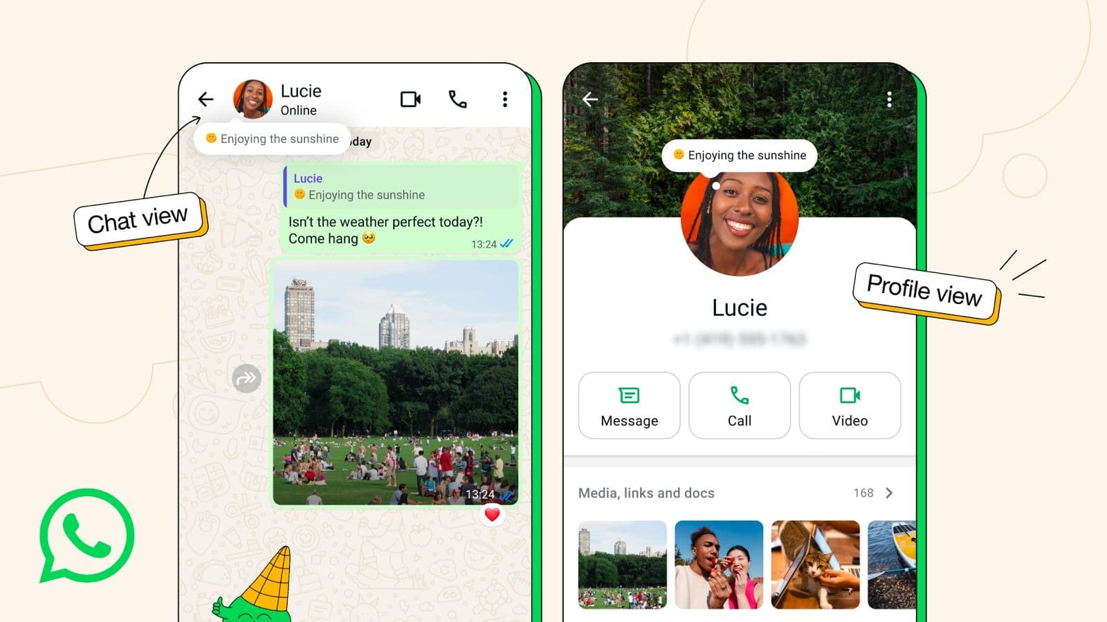 Illustration of the About feature in WhatsApp