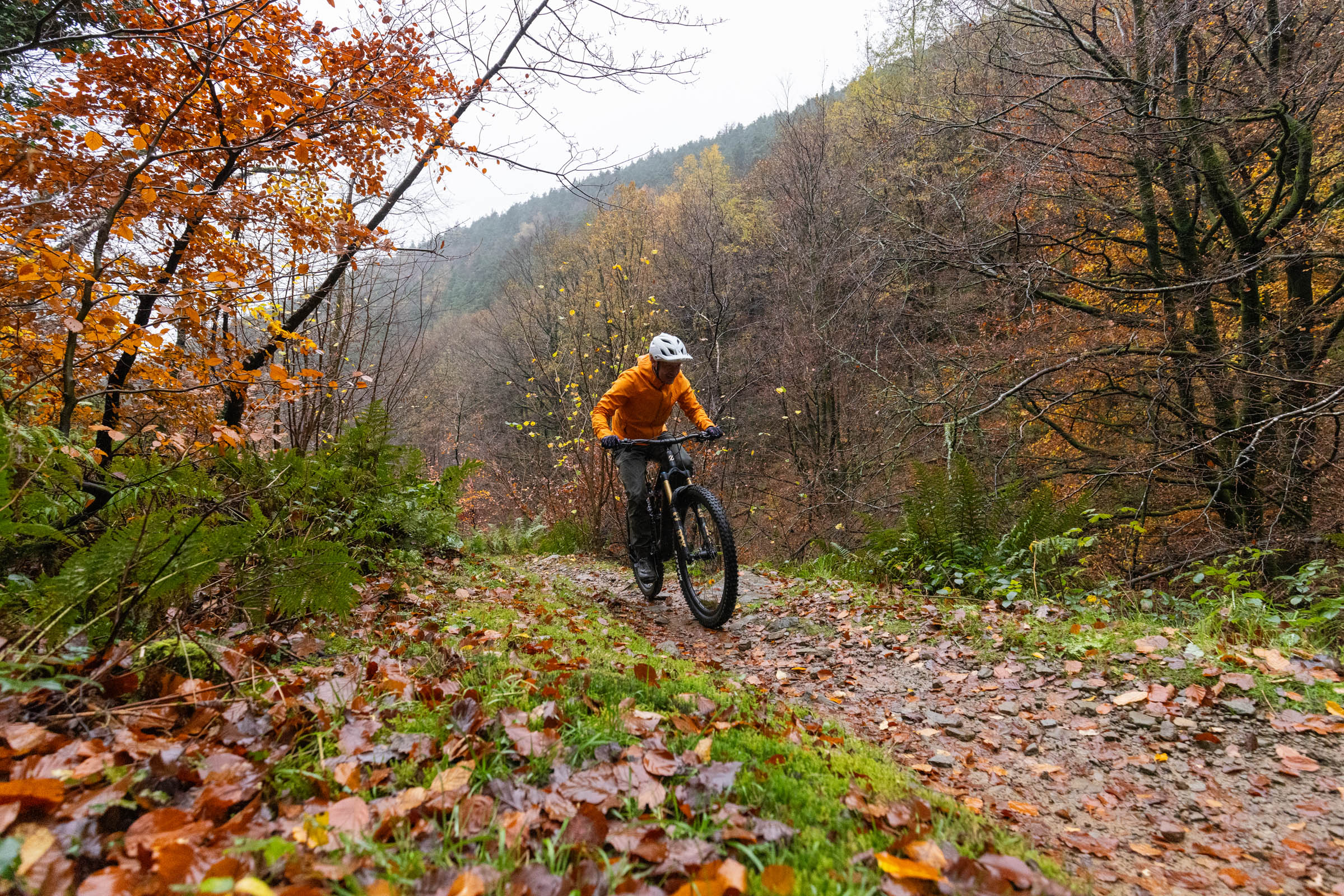 DJI Amflow electric mountain bike with DJI Avinox motor ridden by male mountain biker