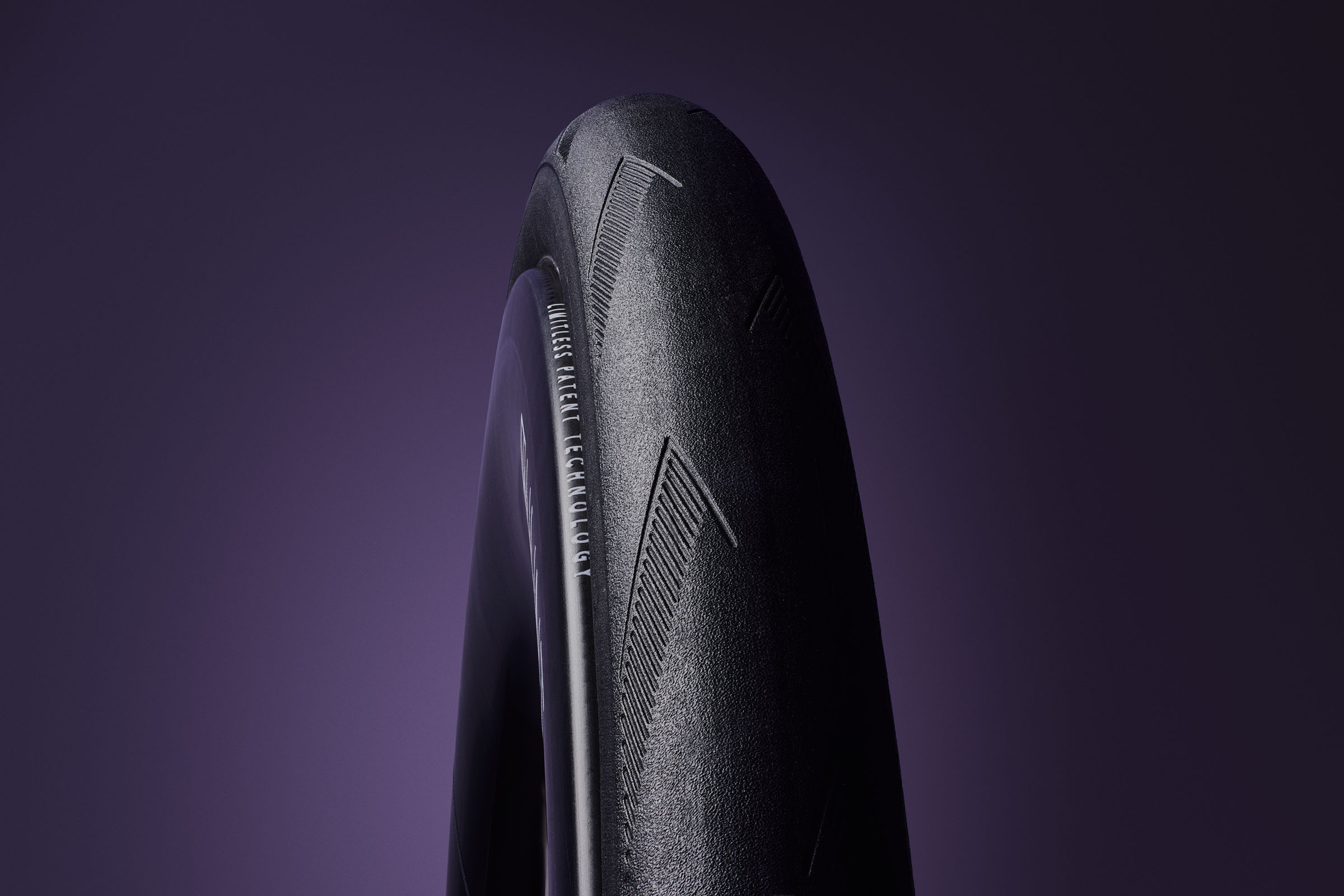 Close-up of Schwalbe Pro One TLE on Hunt SUB50 Limitless Aero Disc rim