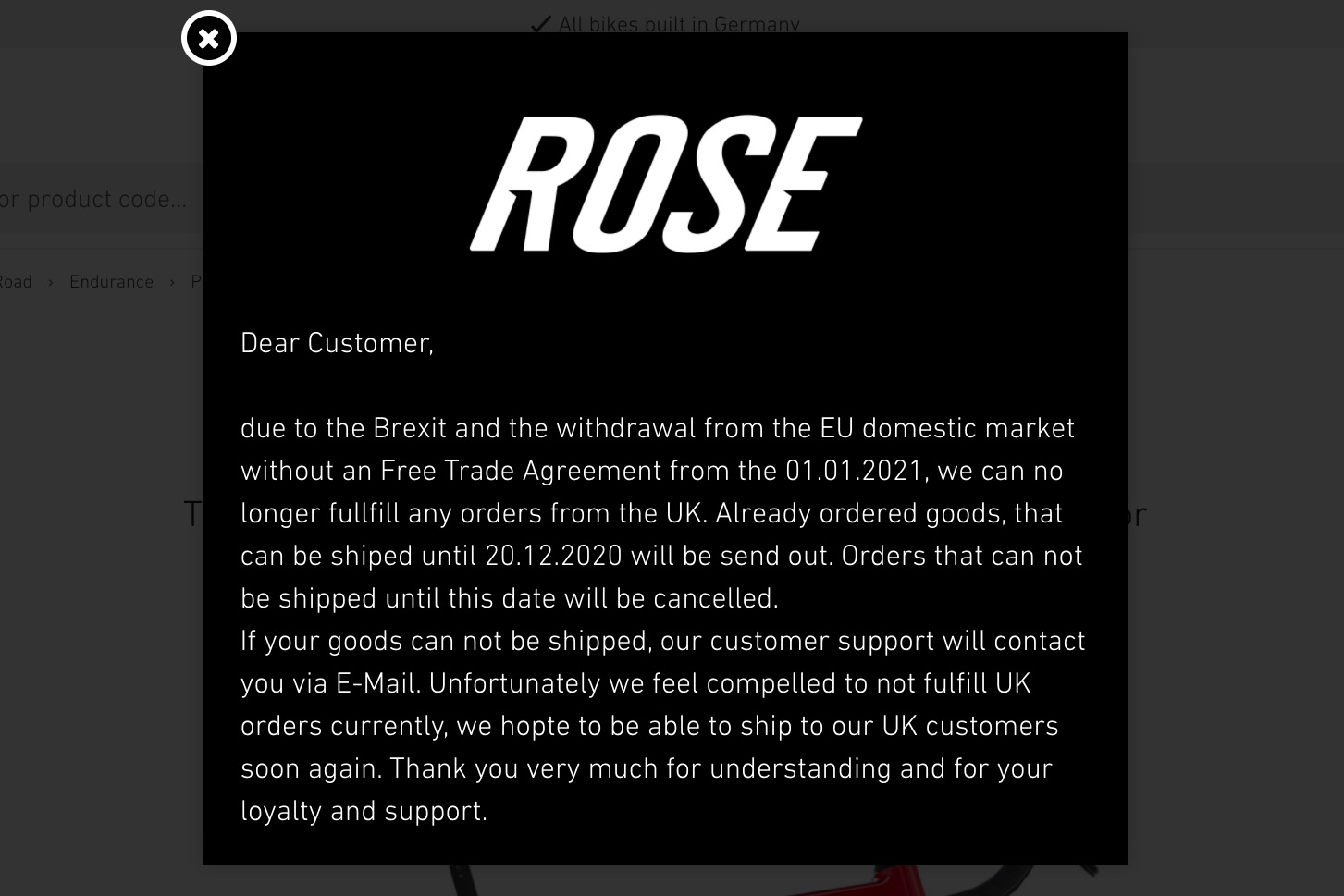 Rose Bikes Brexit pop-up
