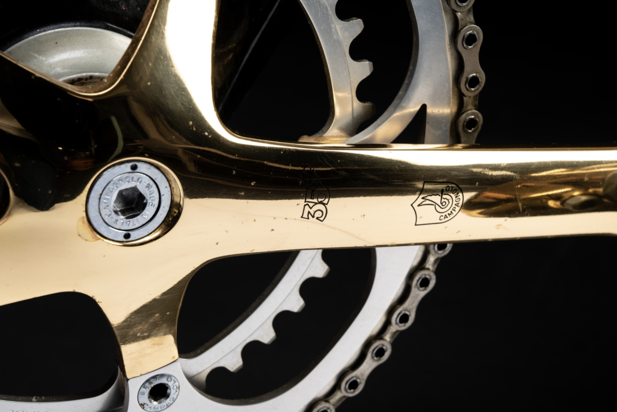 Colnago C35 Oro Ferrari with gold-plated 35-year Campagnolo crankset