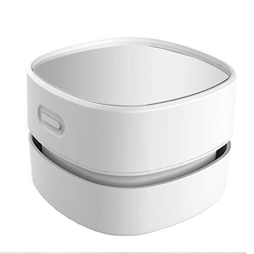 ODISTAR Desktop Vacuum Cleaner, Mini Table dust Sweeper Energy Saving,High Endurance up to 90 mins,Cordless&360º Rotatable Design for Keyboard/Home/School/Office(White)