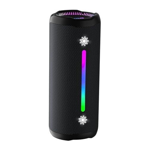 Bluetooth Speakers Wireless Loud Stereo Sound IPX7 Waterproof Outdoor Portable 25W Super Bass Speaker for Home Party Beach with 24H Playtime Colorful Lights BT5.3 TWS Pairing Birthday Gift Black