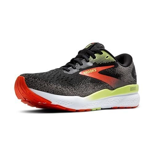 Brooks Men's Ghost 16 GTX Waterproof Neutral Running Shoe - Black/Mandarin Red/Green - 13 Medium