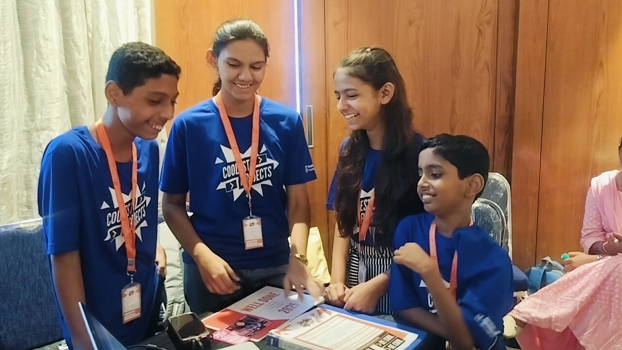 Jayantika (age 16) and Ruturaj (age 14) taking part in Coolest Projects India.